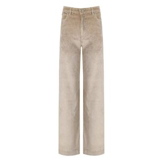 Cruna Wide Trousers, female, Beige, Size: S Nude Cotton Wide Leg Trousers