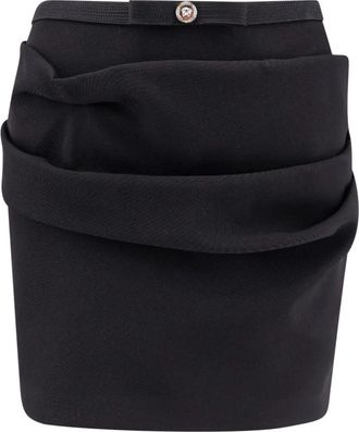 Versace Zwarte wollen rok met Medusa-detail - Dames - Korte rokken - Zwart - M - Wol - Rokken