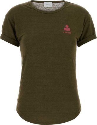 Isabel Marant Army Green Linen Koldia T Shirt