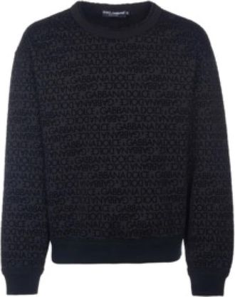 Dolce & Gabbana Heren Pullover & Vest in effen kleuren - Heren - Ronde hals truien - Zwart - S - Katoen - Truien & Vesten