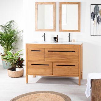 Wanda Collection Mueble Ba&ntilde;o De Teca Y Cer&aacute;mica Sira 120 Cm