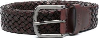 BOSS braided leather belt - men - Calf Leather - 105 - Brown