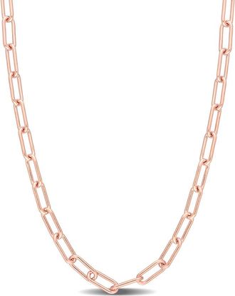 Amour 3.5mm Paperclip Chain Necklace In Rose Plated Sterling Silver, 16 In