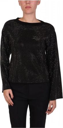 Karl Lagerfeld Rhinestone Knit Sweater - Dames - Ronde hals truien - Zwart - S - Truien & Vesten