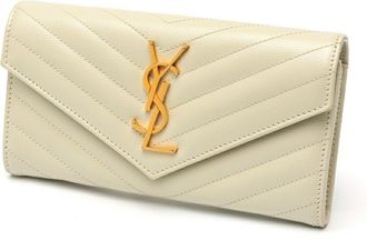 Saint Laurent Ivory Leather Long Wallet (Bi-Fold) (Pre-Owned)
