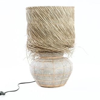Bazar Bizar L&aacute;mpara de mesa de hierba gris natural