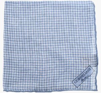 Corneliani Houndstooth Motif Linen Pocket Square size Unica