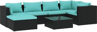 vidaXL 7 Pcs Garden Lounge Set Con Vime Pe Negro