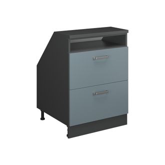 Vicco Armario De Cocina Para Techo Inclinado R-line, Gris Azulado, 60 Cm Con 2 Cajones, Carcasa 60 Cm De Profundidad, Vicco