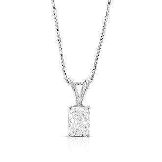 Vir Jewels 1 cttw Radiant Lab Grown Diamond Solitaire Pendant Necklace in 14K Gold with Chain For Women