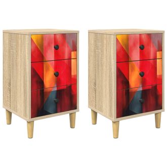 vidaXL Mesa De Noche Heesch 2 Uds. Roble Sonoma 36 X 33 X 60 Cm Vidaxl