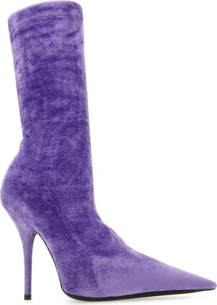 Balenciaga Womens Lilac Velvet Knife Ankle Boots 5001 Stivali