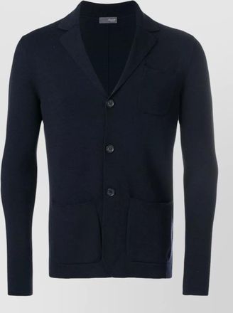 Drumohr knit jacket long sleeves front pockets lapels