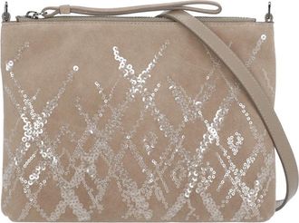 PANICALE Rectangular Leather Pochette With Sequins Detailing