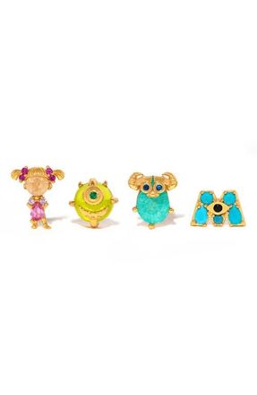 Girls Crew x Disney Pixar Monsters Inc. Set of 4 Stud Earrings in Gold at Nordstrom