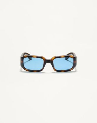 Valentino Occhiale Rettangolare In Acetato unisex HAVANA/BLU 53