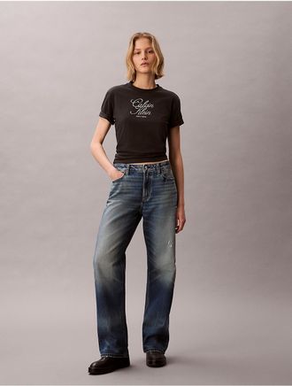 Calvin Klein Jeans Calvin Klein Womens Script Logo Graphic Classic T-Shirt - Black - XS