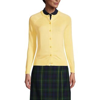 Lands End School Uniform Young Cotton Modal Cardigan Sweater in Maize at Nordstrom, Size X-Small