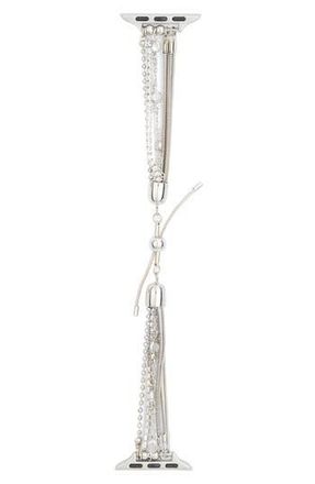 Nordstrom Rack Crystal Chain Apple Watch Watchband in Clear- Silver at Nordstrom Rack