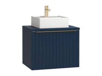 Vente-Unique Mueble de ba&ntilde;o suspendido con lavabo azul - 60 cm - JOSEPHA