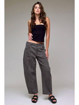 Hidden Jeans Cheetah Cropped Carpenter Barrel Pants In Brown