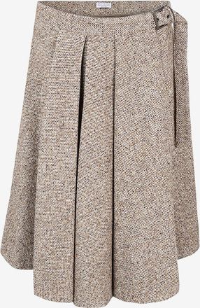Brunello Cucinelli Kilt-Wickelrock aus Wolle und Seide mit Fischgr&auml;ten Monili
