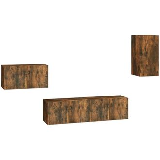 vidaXL Set De Muebles De Tv 4 Pzas Madera Contrachapada Roble Ahumado Vidaxl