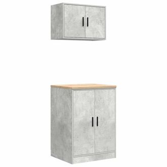 Berkfield Home Garage Cabinets 2 pcs Concrete Grey Engineered Wood