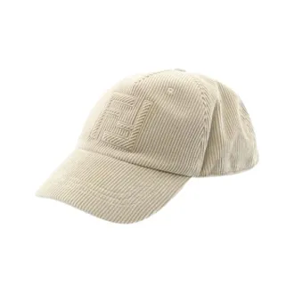 Fendi Pre-owned Accessories, male, Beige, Size: ONE SIZE Pre-owned FF Logo Corduroy Cotton Cap