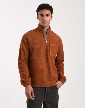 Farah Boxdale - Felpa arancione con zip corta