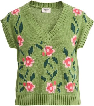 Max Mara V-hals gebreid T-shirt - Dames - V-hals truien - Veelkleurig - XS - Truien & Vesten