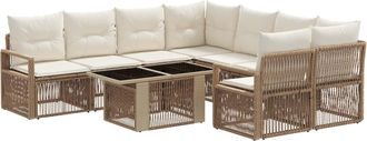 vidaXL Conjunto De Sof&aacute;s De Jard&iacute;n 9 Uds. Beige Y Blanco Crema Vidaxl