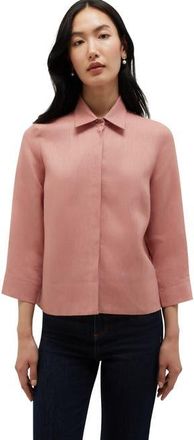 Hobbs London Nita Three-Quarter Sleeve Linen Shirt in Softpeachpink at Nordstrom, Size 10