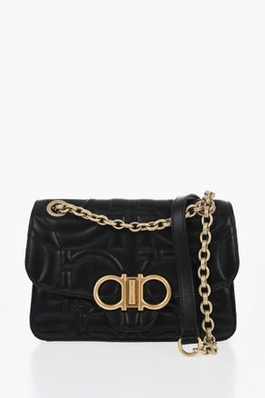 Ferragamo Quilted-Effect Leather Shoulder Bag With Gold Gancini Detail Salvatore Ferragamo