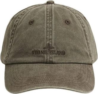 Stone Island Gorra de sarga de algod&oacute;n cepillado - Accessories - Hombre - Verde - ONE SIZE