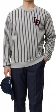Les Deux Patch Pinstripe Sweatshirt In Grey Melange