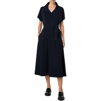 Akris Belted Midi Polo Dress in Navy at Nordstrom, Size 12