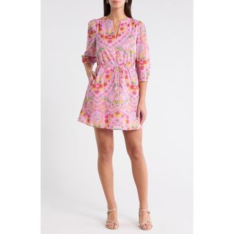 Sugarlips Ramsie Floral Print Minidress in Cream Pink Multi at Nordstrom, Size X-Large