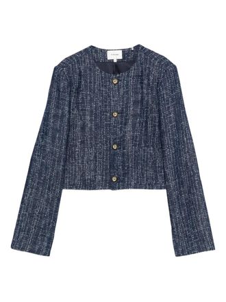 Frame Denim The Tweed button-up jacket - women - Cotton - L - Blue