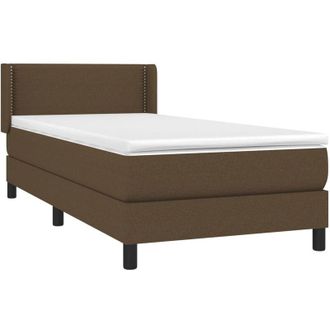 vidaXL Cama Box Spring Con Colch&oacute;n Tela Marr&oacute;n Oscuro 100x200 Cm Vidaxl