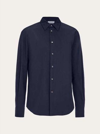 Ferragamo Dark Blue Cotton Blend Shirt, Brand Size 40 ( US Size 15.75 )