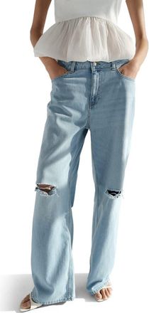 H&M Baggy Regular Waist Jeans in Light Denim Blue at Nordstrom, Size 16
