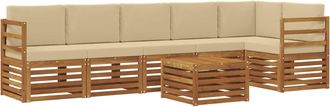 vidaXL Conjunto De Sof&aacute;s De Exterior 7 Uds. Natural Y Beige Poli&eacute;ster Vidaxl