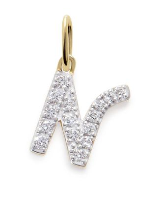 Monica Vinader 14kt yellow gold N charm diamond necklace