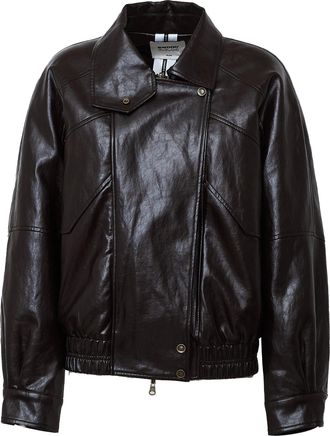 s.w.o.r.d Snap-Button Collar Eco-Leather Bomber Jacket