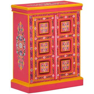 vidaXL Credenza in Legno Massello di Mango Rosa Dipinta a Mano - Vidaxl