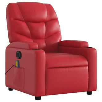 vidaXL Poltrona Massaggio Elettrica Reclinabile Rosso Similpelle - Vidaxl