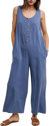 Wishlist Button Front Sleeveless Jumpsuit in Blue at Nordstrom Rack, Size Medium