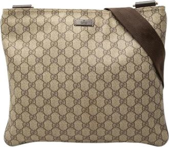 Gucci Pre-owned Canvas Crossbody Bag - Dames - Vintage Schoudertas - Beige - ONE Size - Leer - Vintage