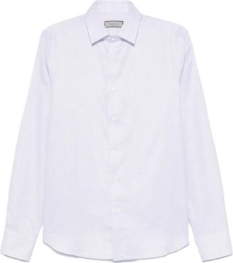 Canali Overhemden, Heren, Wit, 4Xl, Katoen, Paarse lange mouw knoop-up blouse